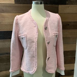 NWT Zara pink tweed jacket with jewel buttons